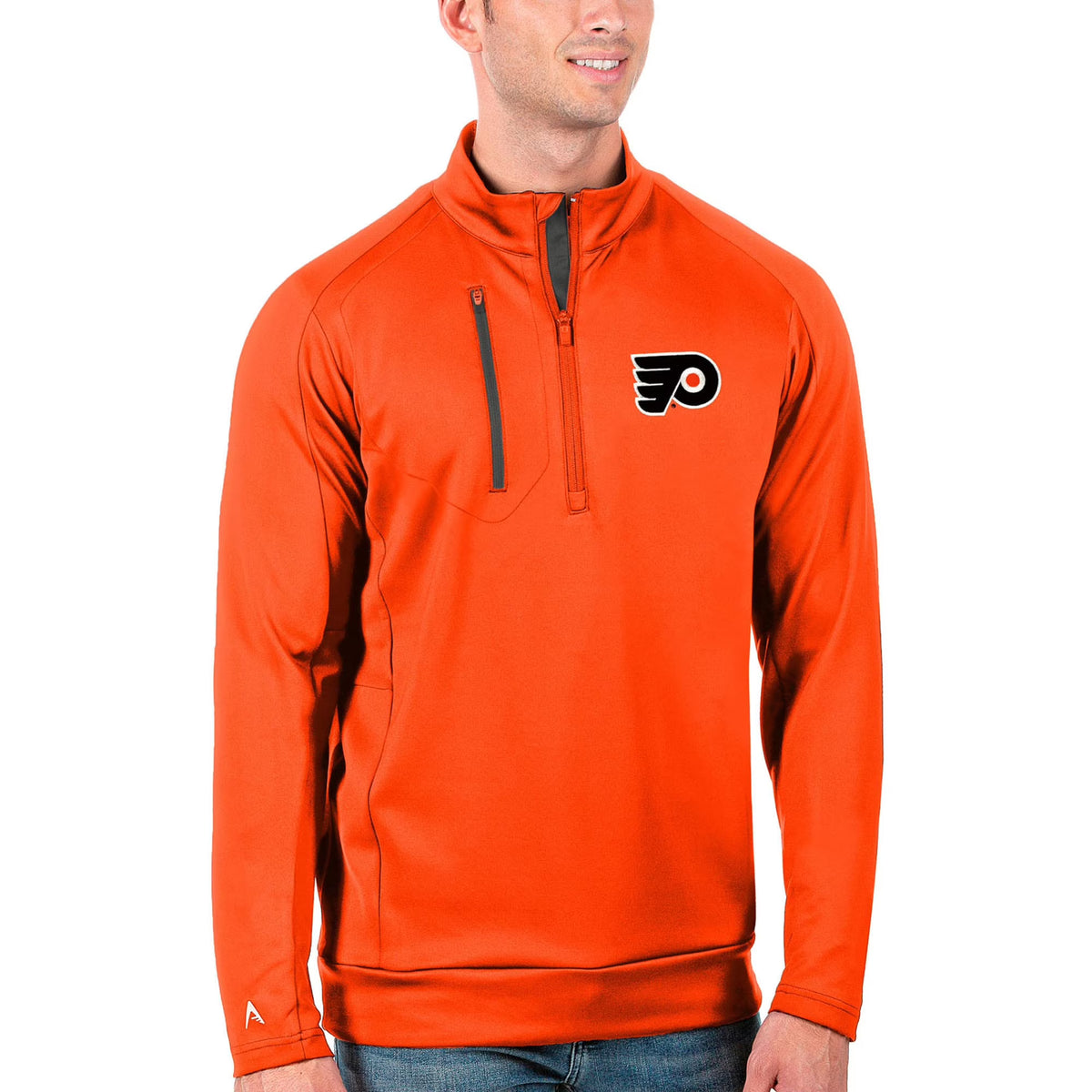 Men's Antigua Philadelphia Flyers Quarter-Zip Pullover Jacket Y26680