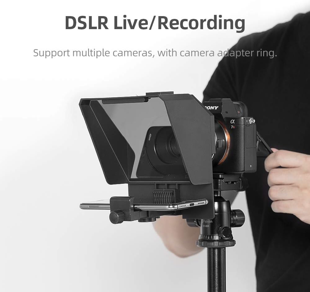 Portable Teleprompter Kit with Remote Control for Phone and DSLR Recording Pack of 2 V48309