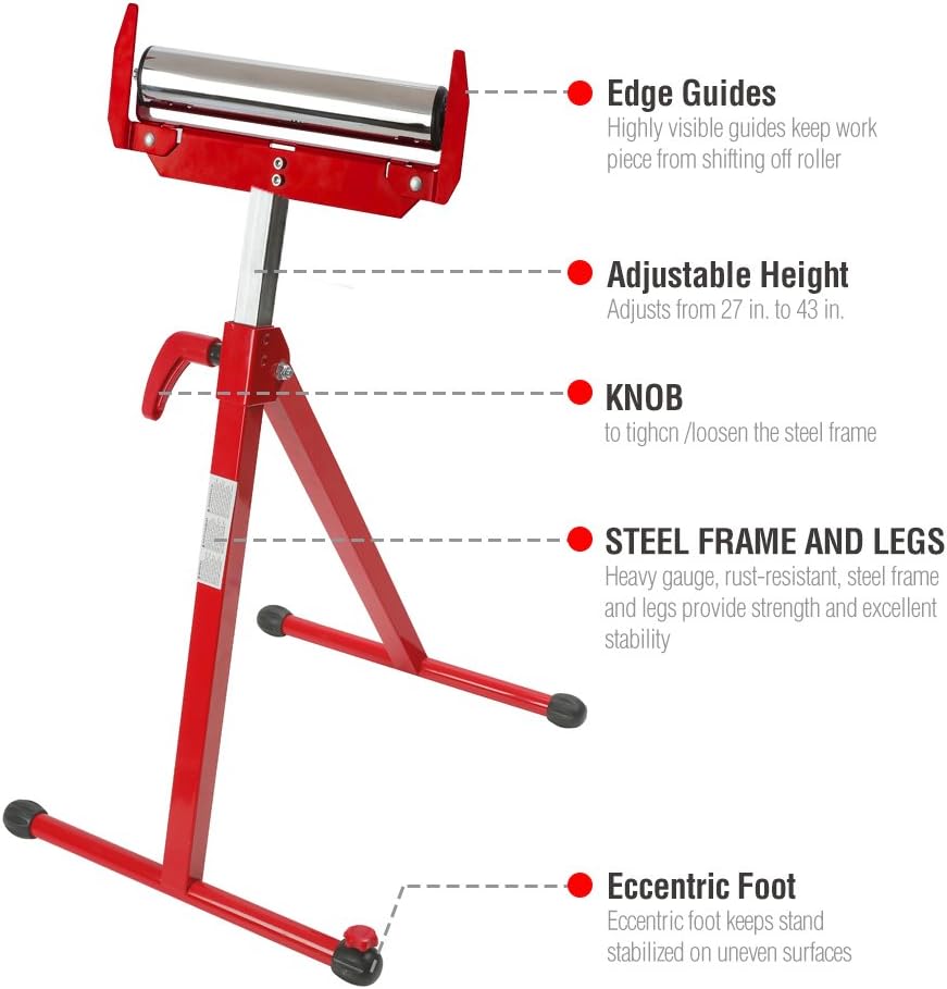 Folding Roller Stand Height Adjustable, 250 pound Load Capacity, Pack of 2 J33967