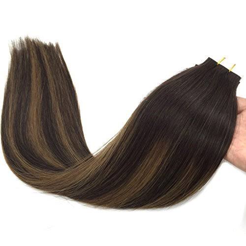 24 inch Tape in Hair Extensions Balayage Dark Brown to Light Brown X361076