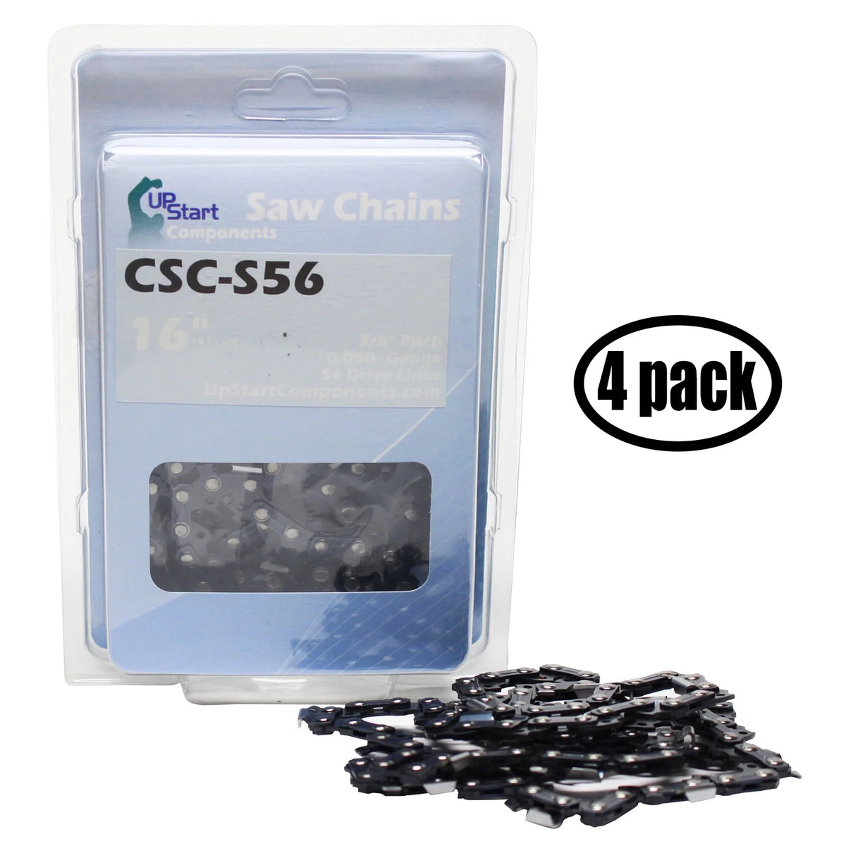 16" Semi Chisel Saw Chain, 3/8" Low Profile Pitch, 0.050" Gauge, 56 Drive Links, 4-Pack T80968