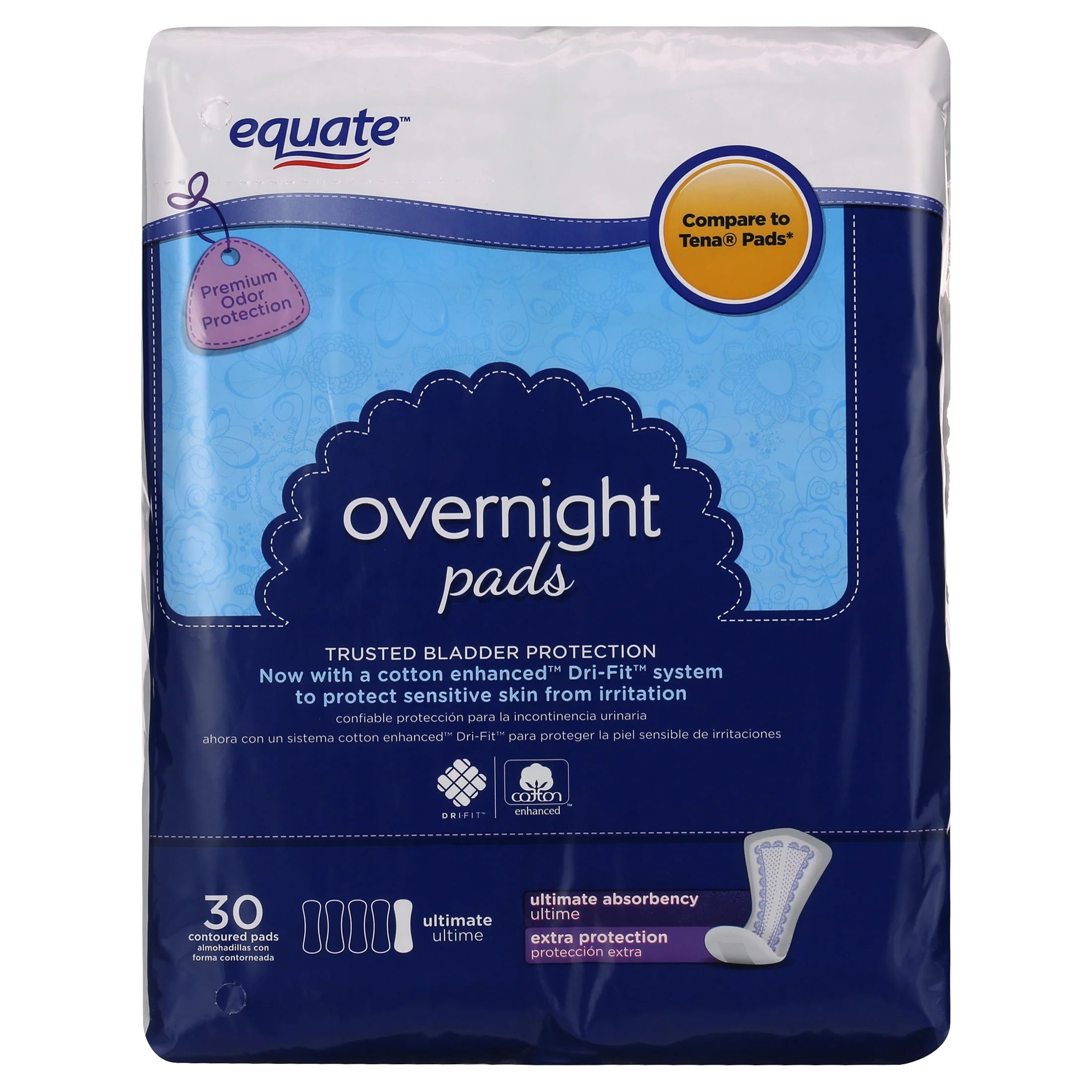 Incontinence Pads, Ultimate Absorbency, Extra Coverage (120 Count) H408