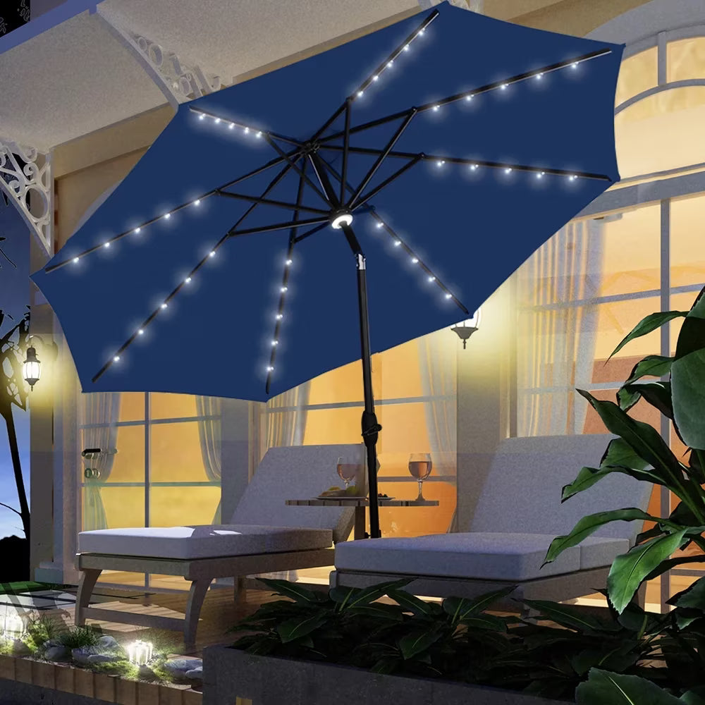 10ft Solar Powered Patio Umbrella with 40 LED Lights W4736