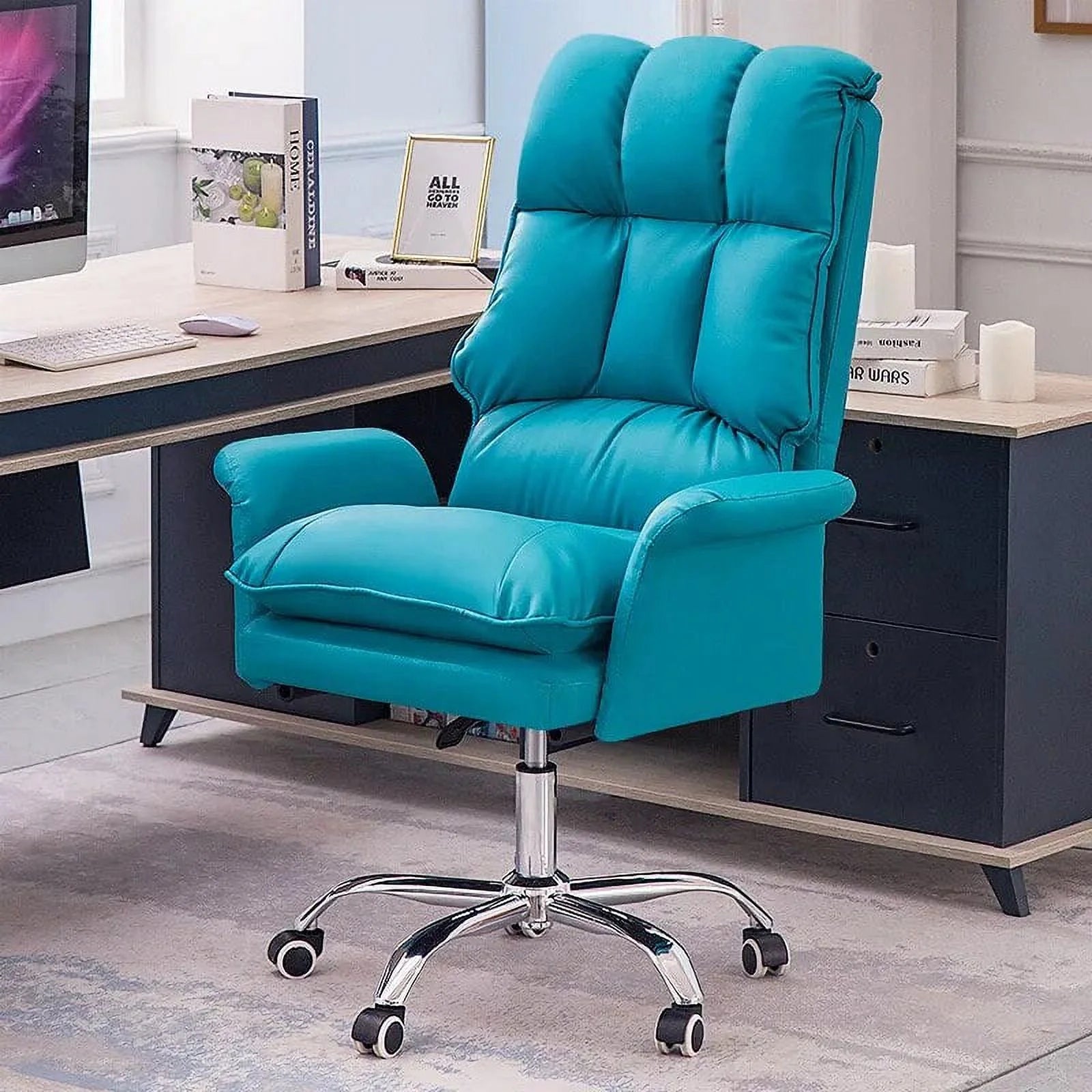 White Leather Gaming Chair P3416