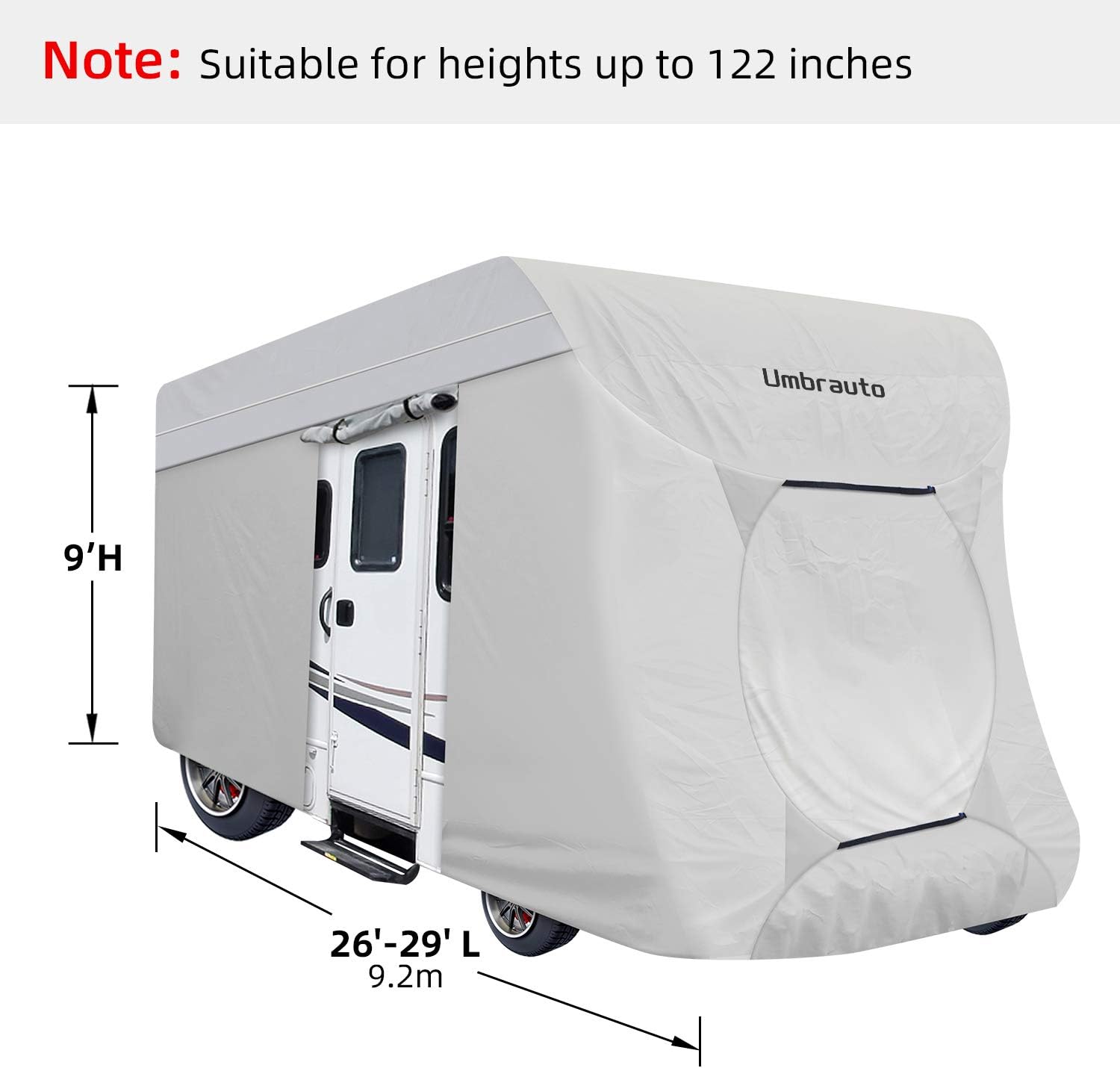 3 Layers Waterproof Ripstop RV Cover Fits 26Ft to 29Ft, Grey G76018