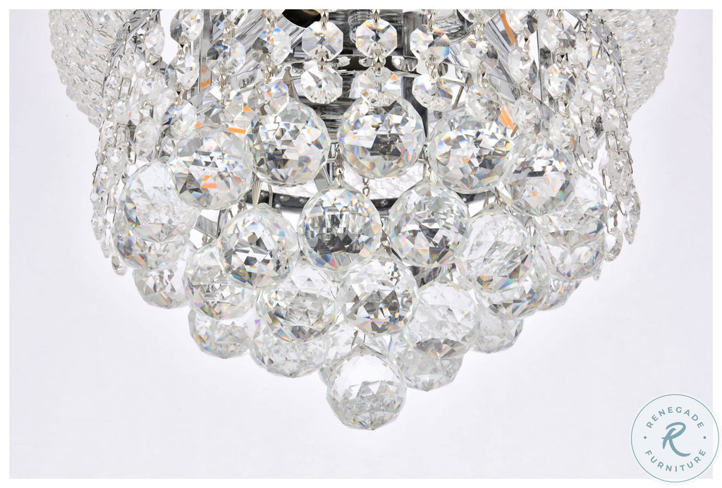 3 Light Chrome Flush Mount Cut Crystal B535930