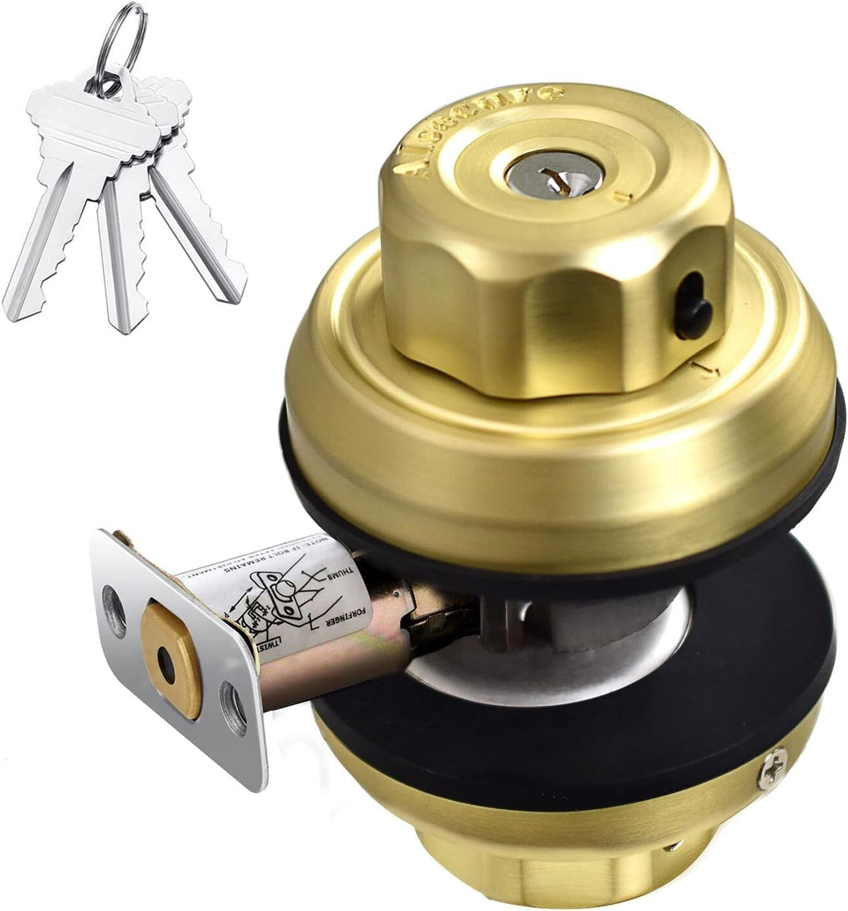 Keyless Twist to Lock Deadbolt Lock, 304 Stainless Steel Front Door Lock, Single Cylinder Deadbolt and Door Knob N897925