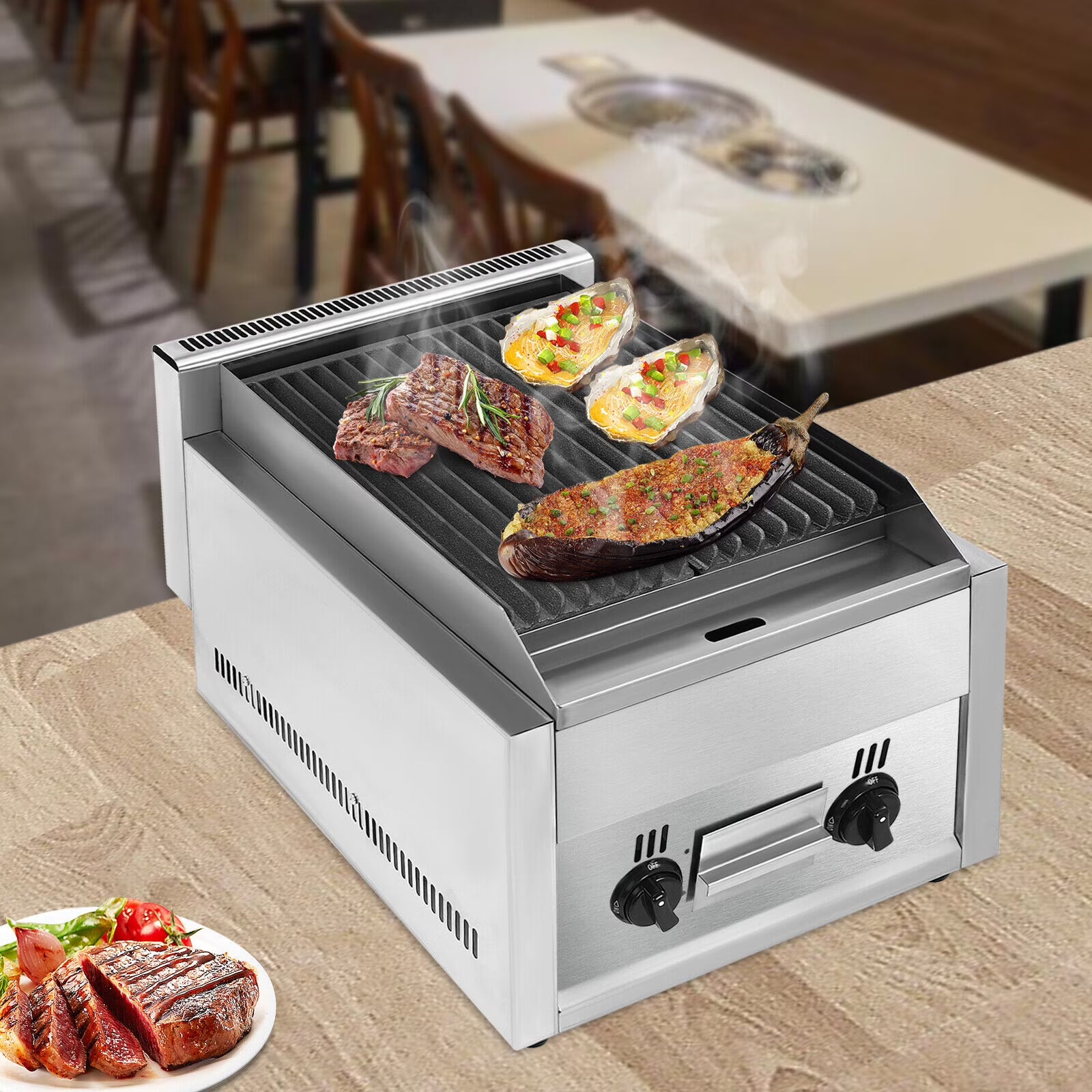 2 Burner Countertop Gas Charbroiler Grill H908416