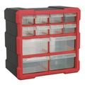 Red/Black 12 Drawer Cabinet Box N753