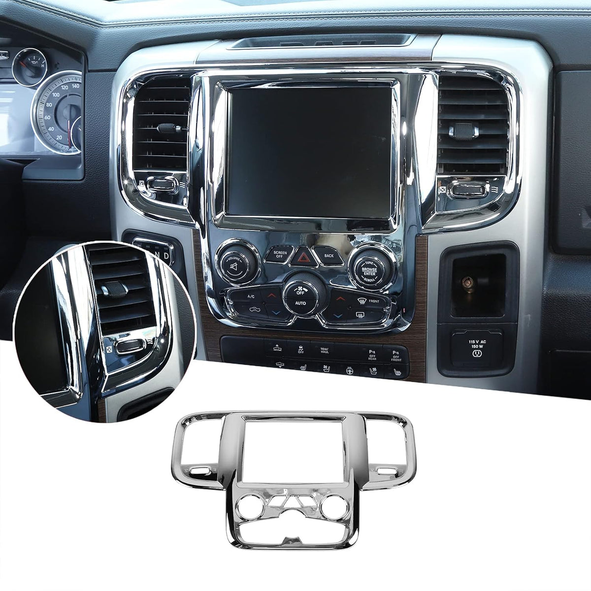 Red Carbon Fiber ABS Center Control Touch Screen Trim Cover for Dodge RAM 2011-2017 F642993