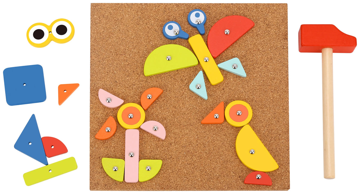 82pcs Wooden Hammer and Nails Pounding Toy G468