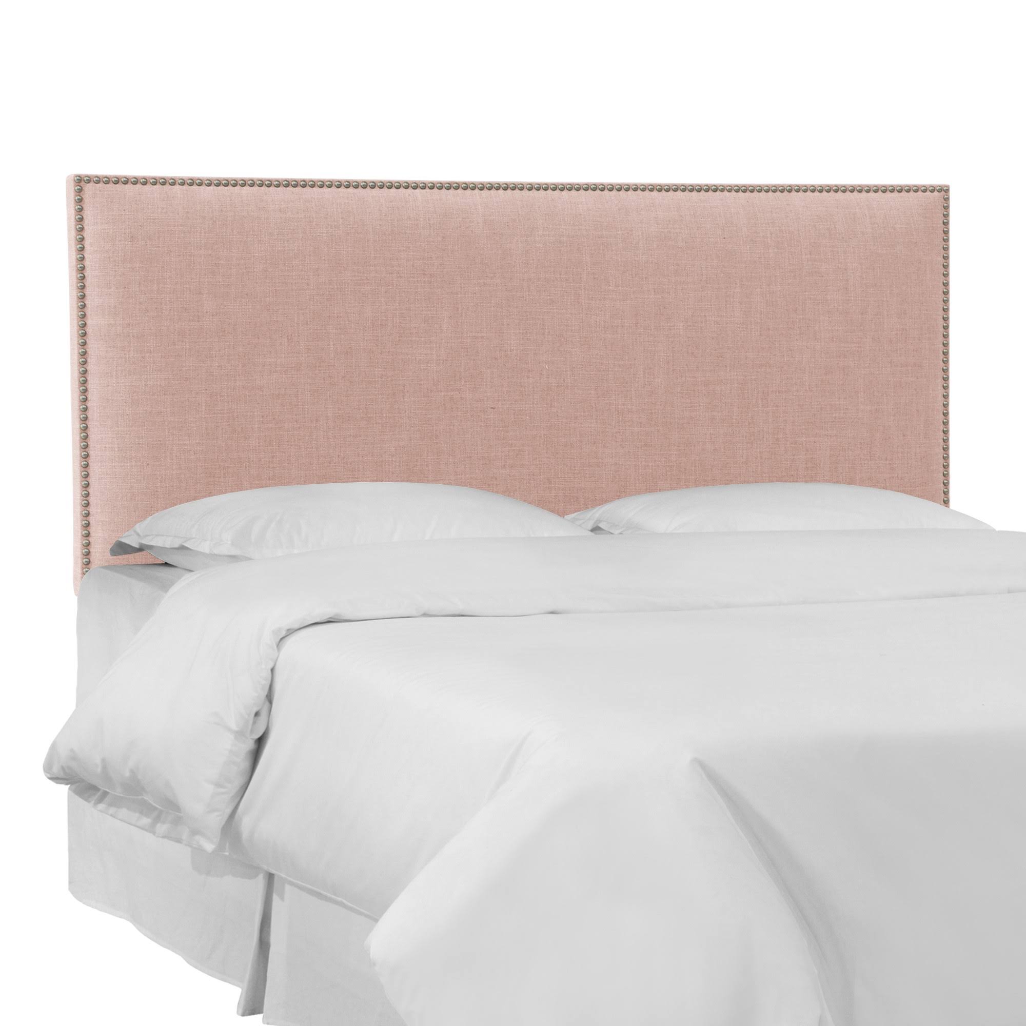 Rosequartz Linen Headboard with Pewter Nailbuttons B356