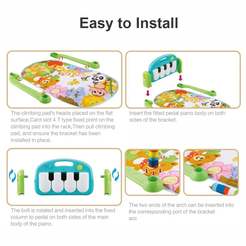 Playmat with Hanging Mirror Musical Activity Center Tummy Time Play Mat D228101