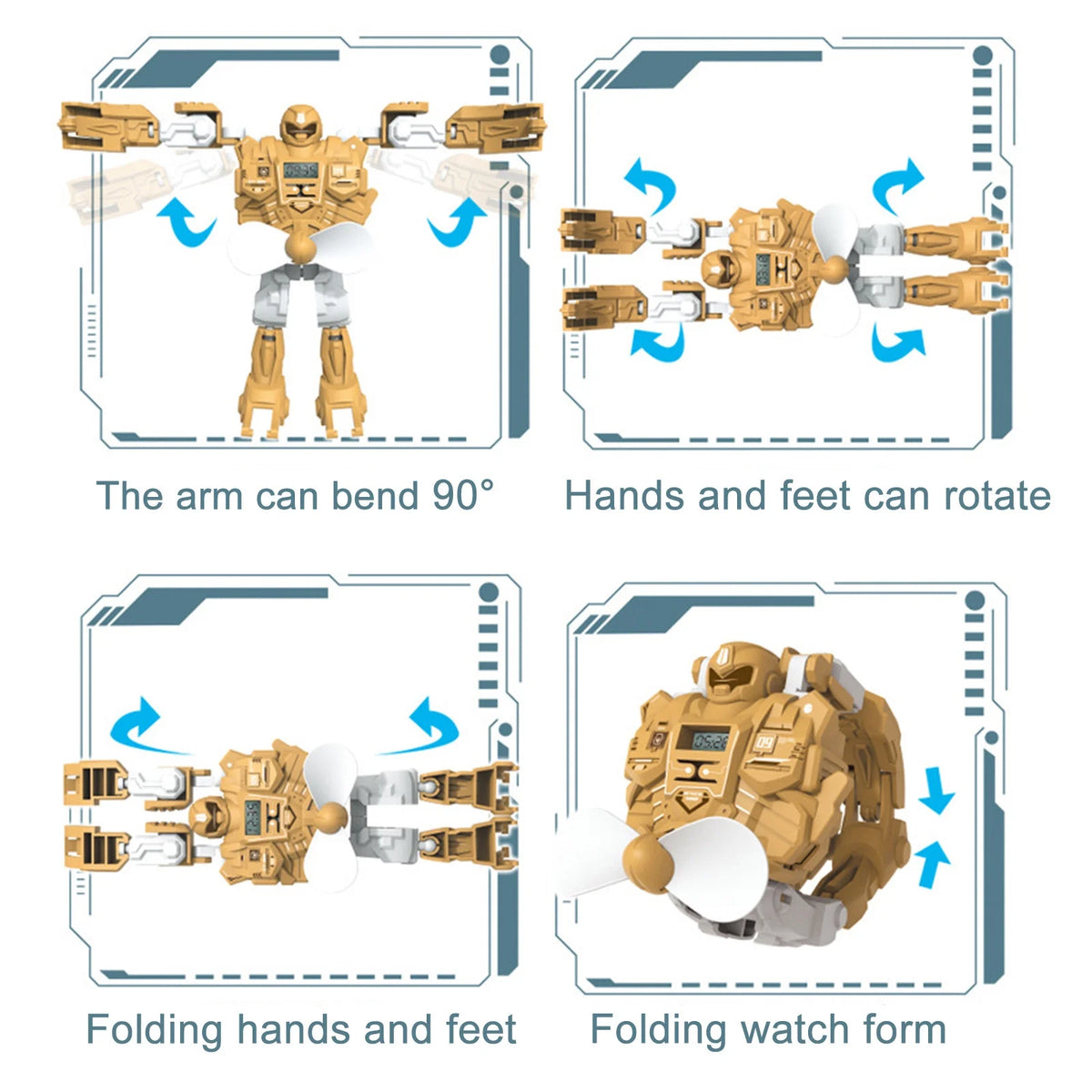 Digital Watch 3 In 1 Deformation Robot with Fan C223874