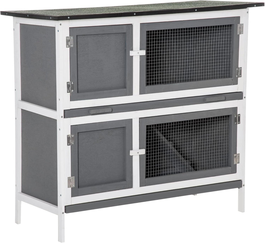 Yellow Wooden Rabbit Hutch with Ramp and Removable Tray B294681