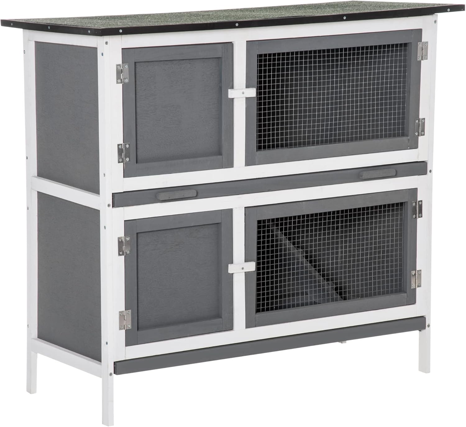 Yellow Wooden Rabbit Hutch with Ramp and Removable Tray B294681