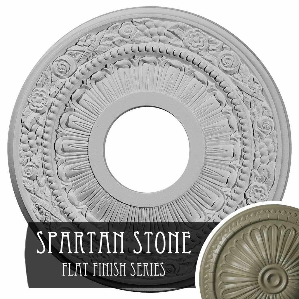Hand-Painted Spartan Stone Ceiling Medallion D3092
