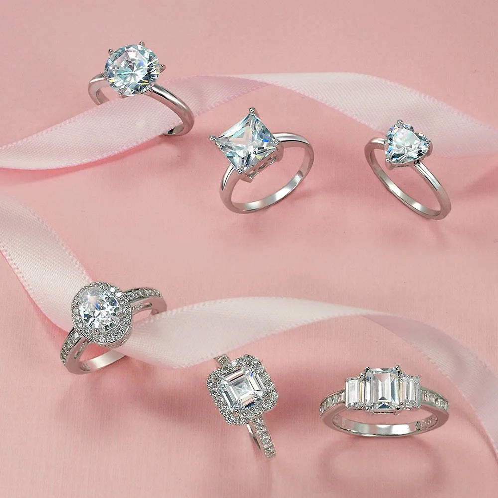 Sterling Silver Heart Engagement Ring Band Ring A572