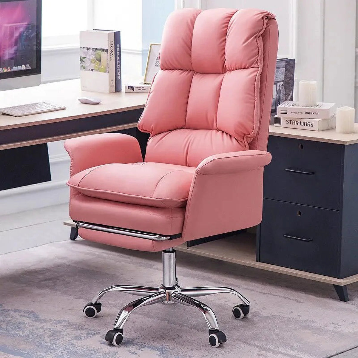 White Leather Gaming Chair P3416