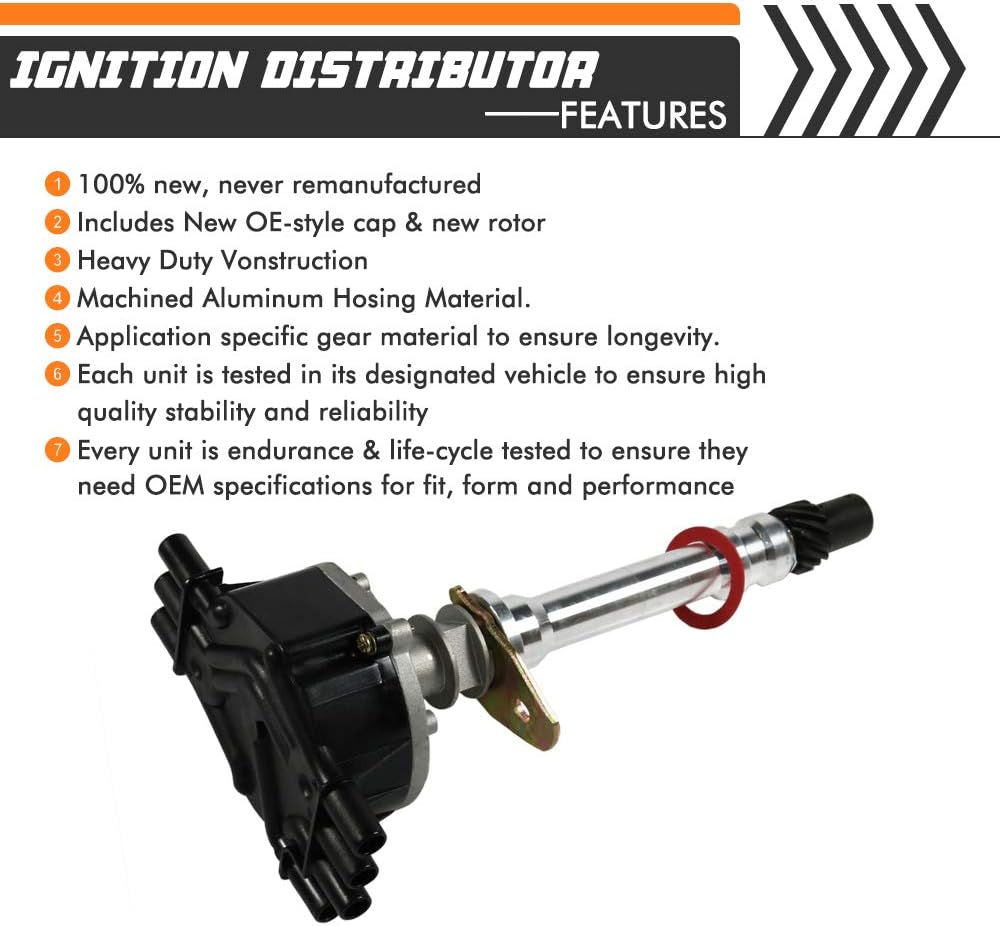 Ignition Distributor Compatible with Chevy GMC 4.3L V6 Vortec Pack of 2 I86367
