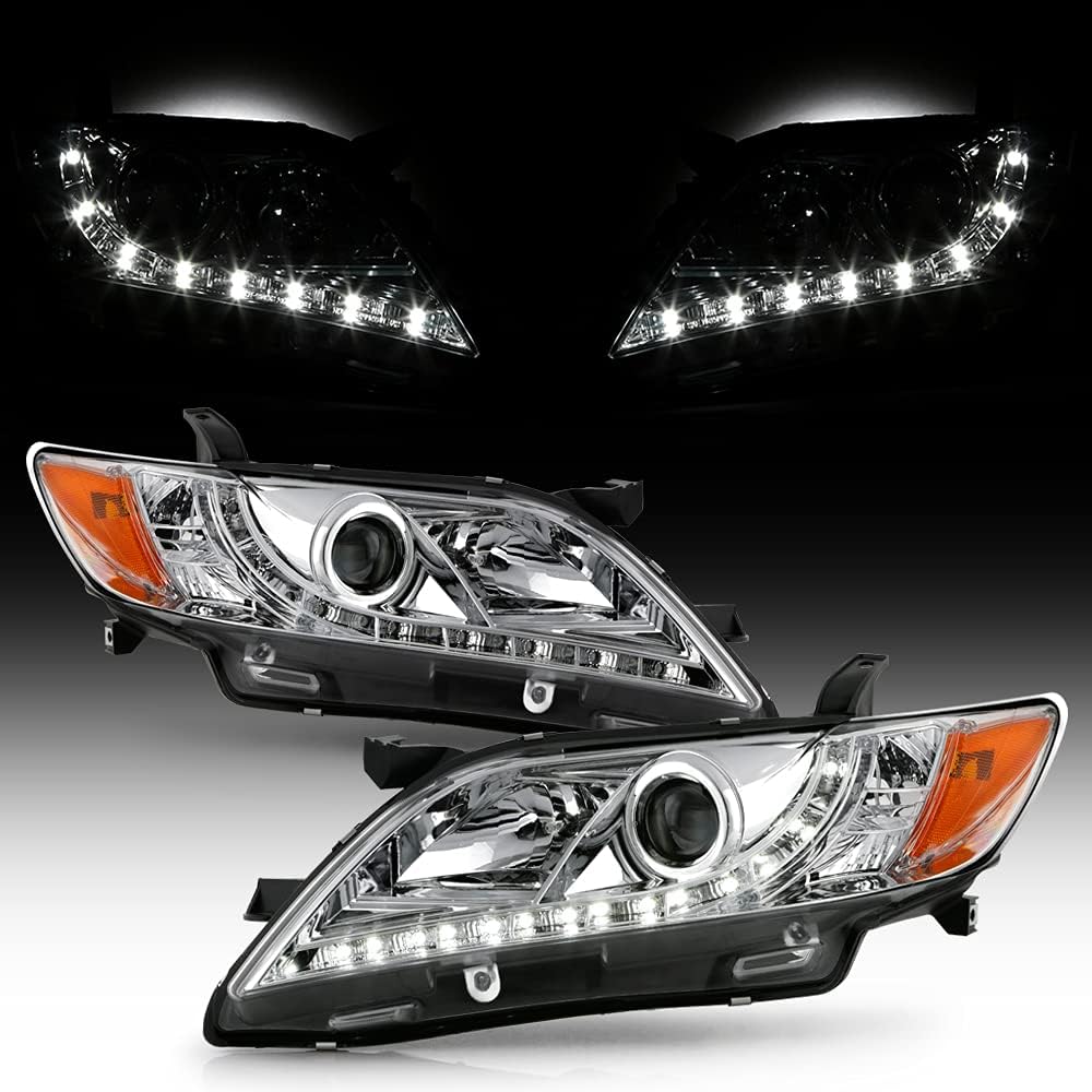 2007-2009 Toyota Camry Chrome Housing Projector Headlights Headlamps P542431