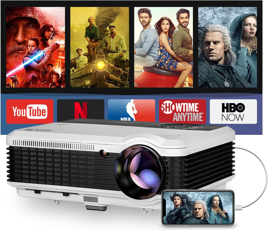8000 Lumen FHD 1080P Smart Projector with WiFi, Bluetooth, Built-in OS T485