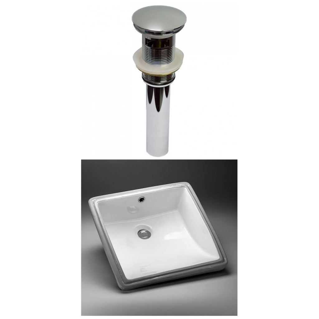 17 in. CUPC Square Undermount Sink Set in White X4149