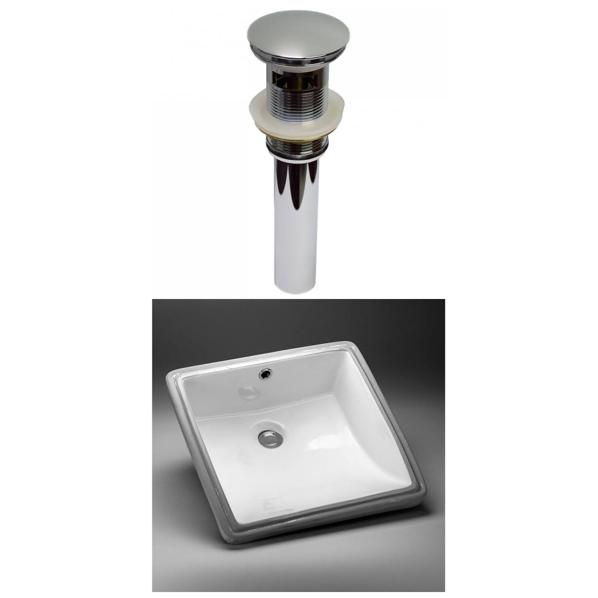 17 in. CUPC Square Undermount Sink Set in White X4149