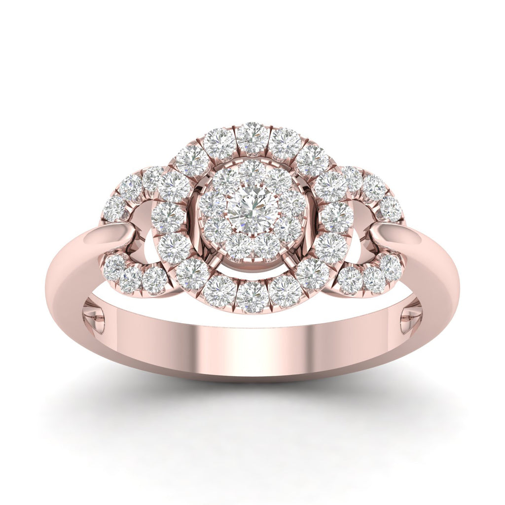 10K Rose Gold Diamond Cluster Engagement Ring C4527