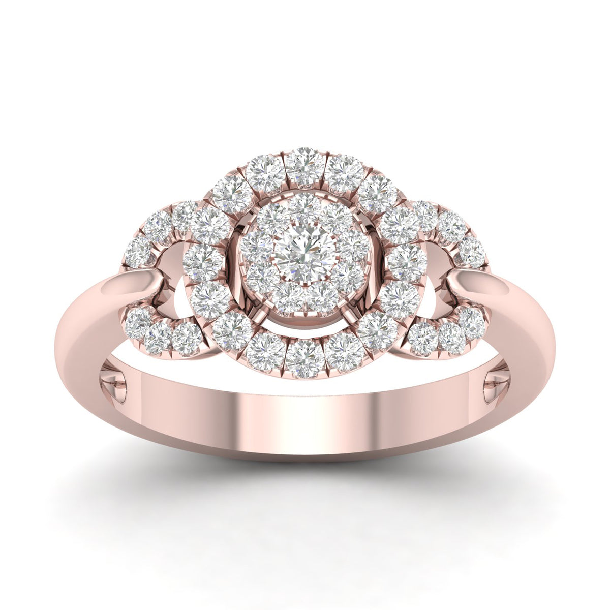 10K Rose Gold Diamond Cluster Engagement Ring C4527