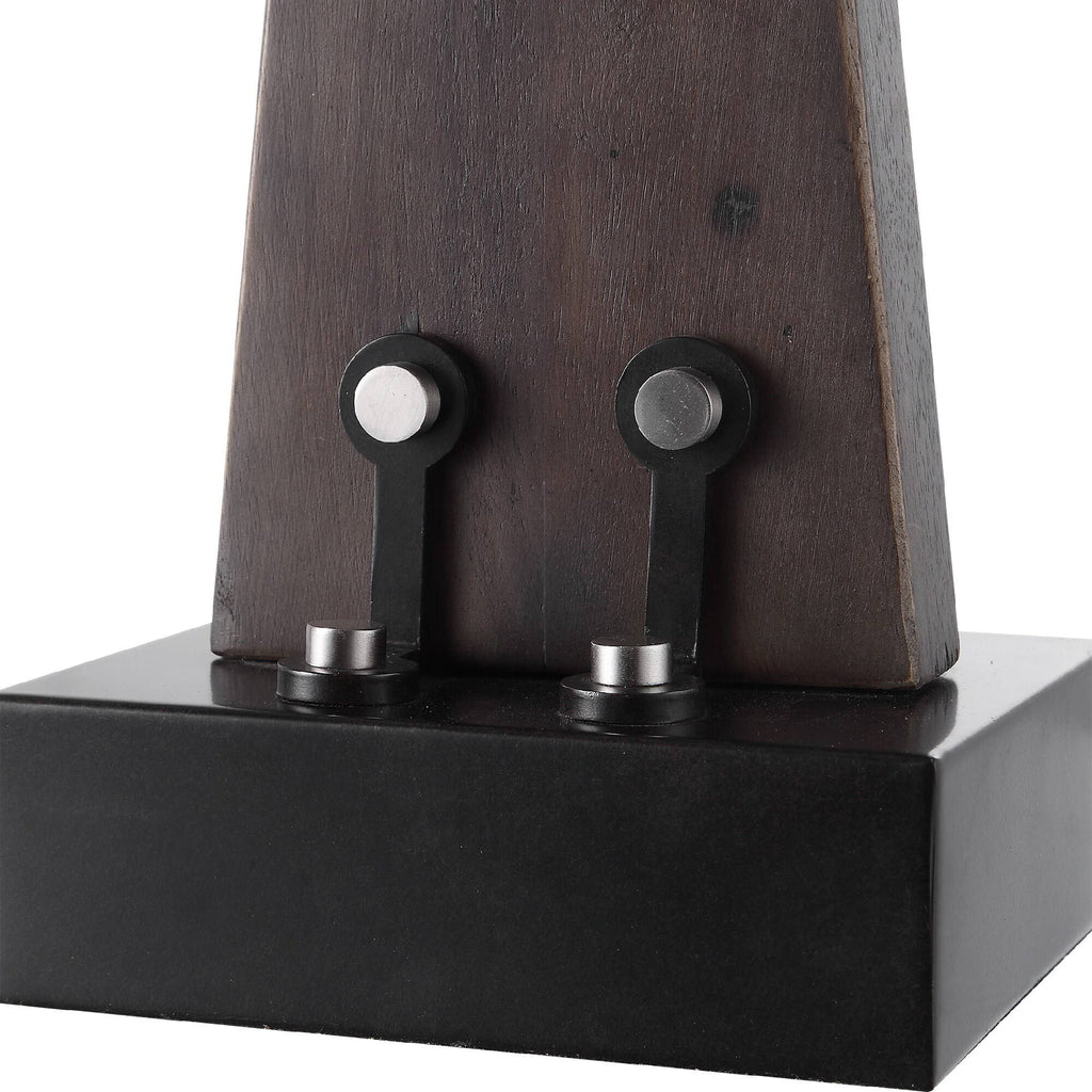 Industrial Style Wood and Metal Candle Holder with Candles W34199