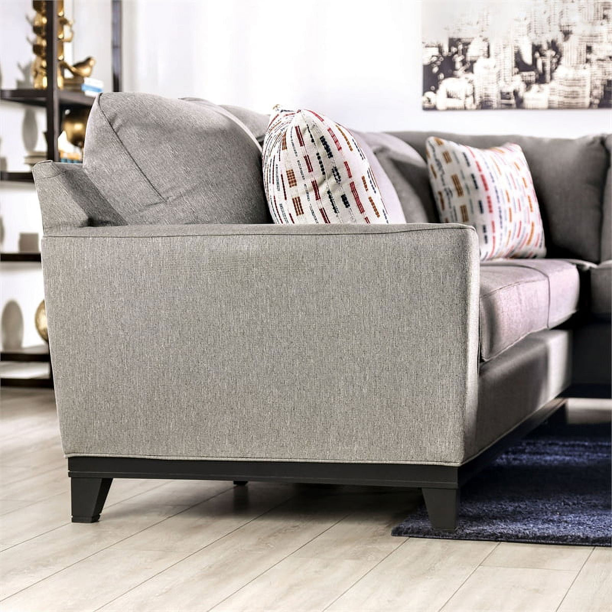 Light Gray Fabric L-Shaped Sectional H8140