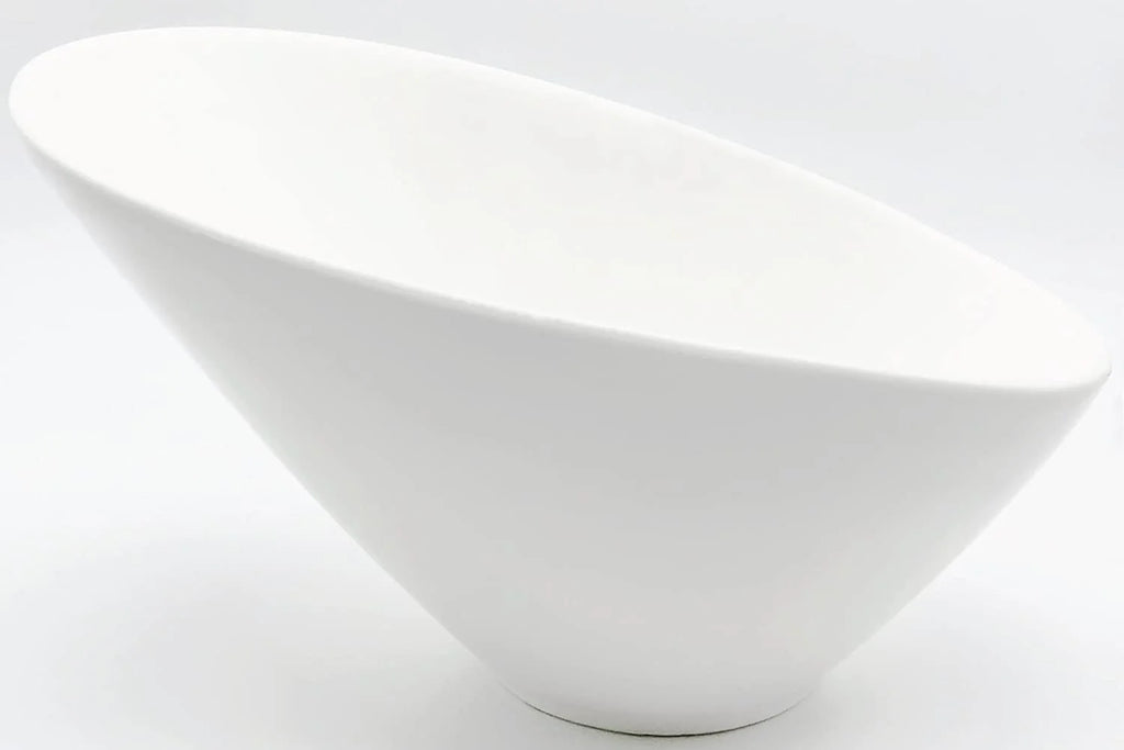 Set of 2 White Porcelain Angled Serving Bowls G763344