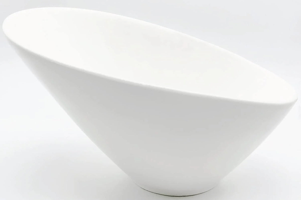 Set of 2 White Porcelain Angled Serving Bowls G763344