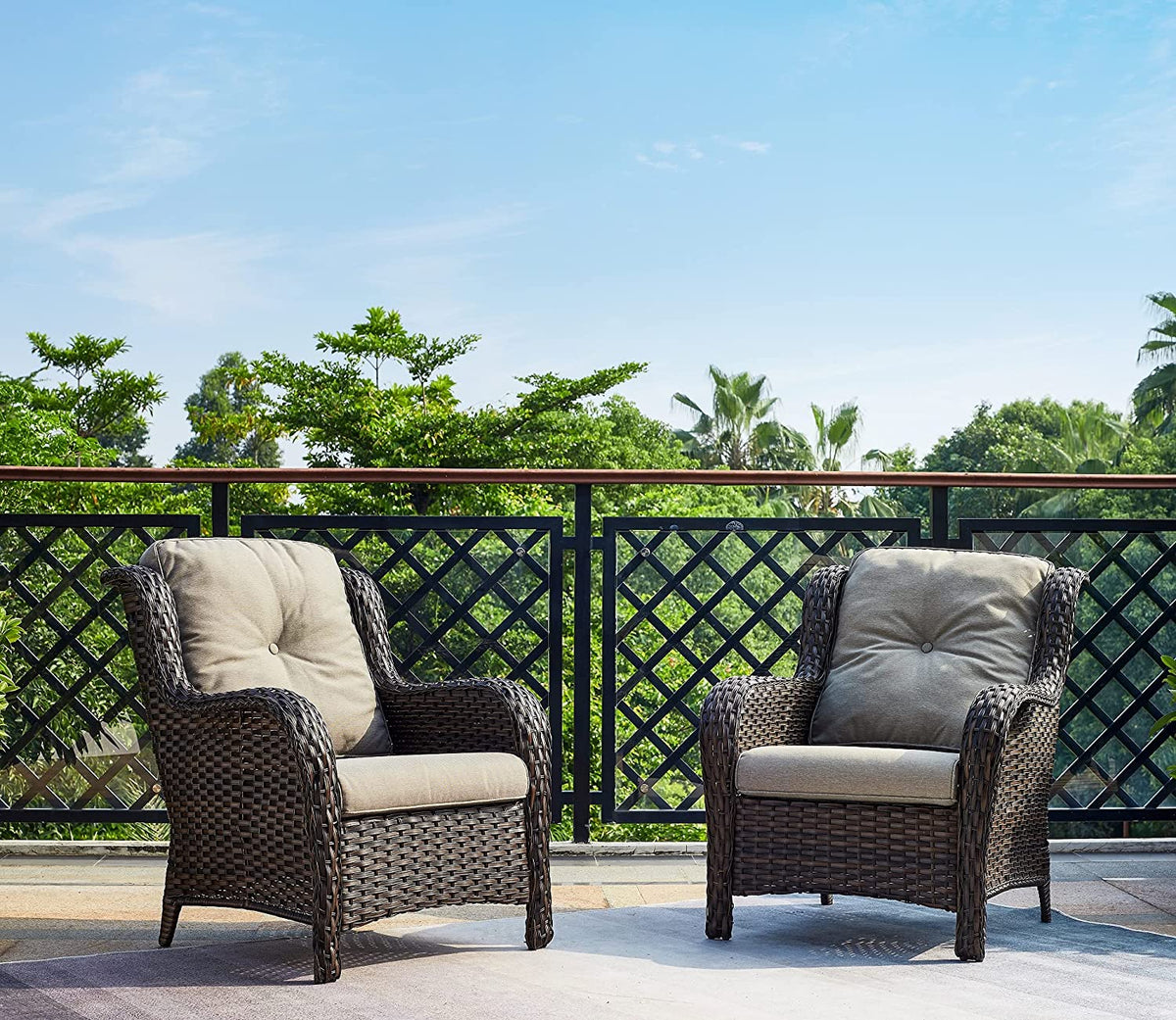 5 PC Brown Rattan Wicker Sectional Sofa Set with Ottoman Footrests K191
