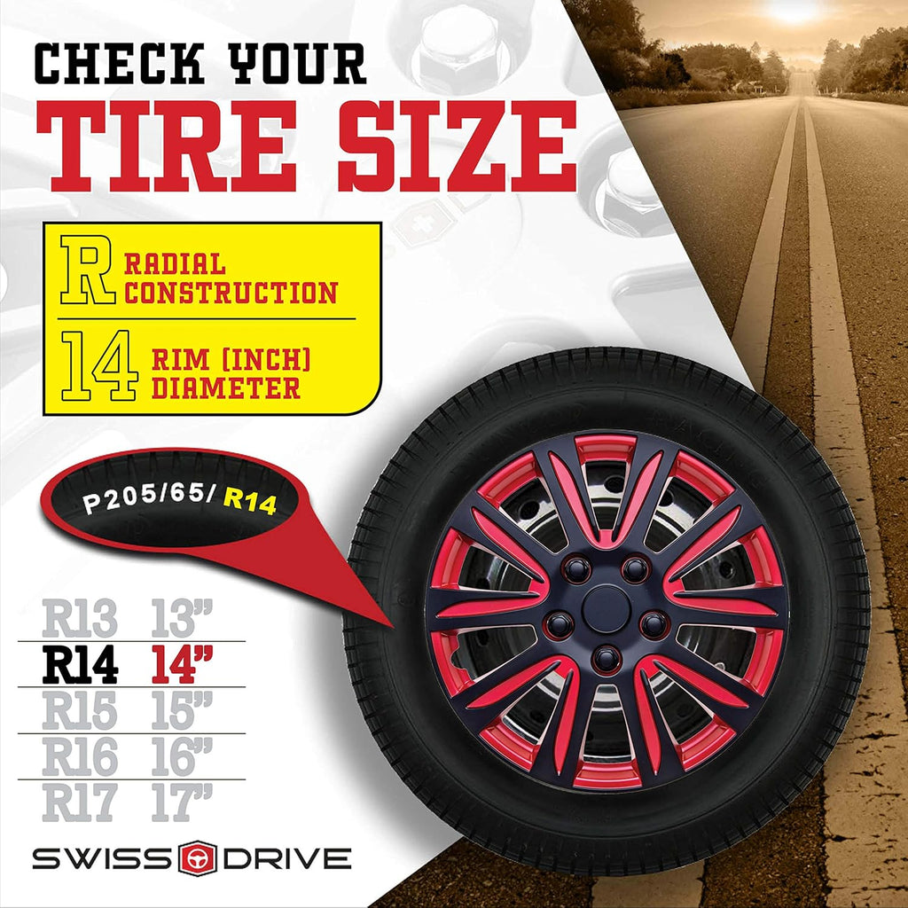 Red Black Set of 4 HubCap P765