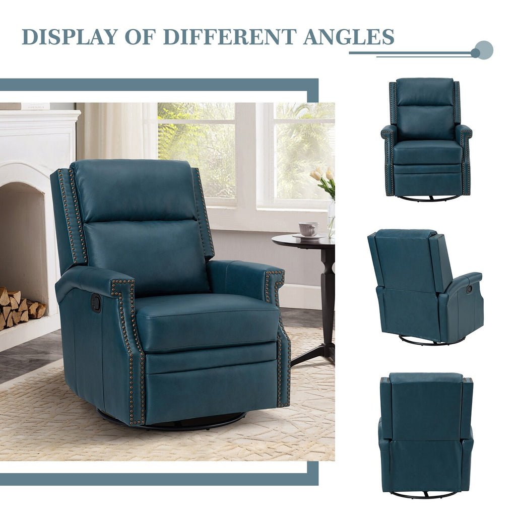 TURQUOISE Genuine Leather Swivel Recliner Set of 2 K81422