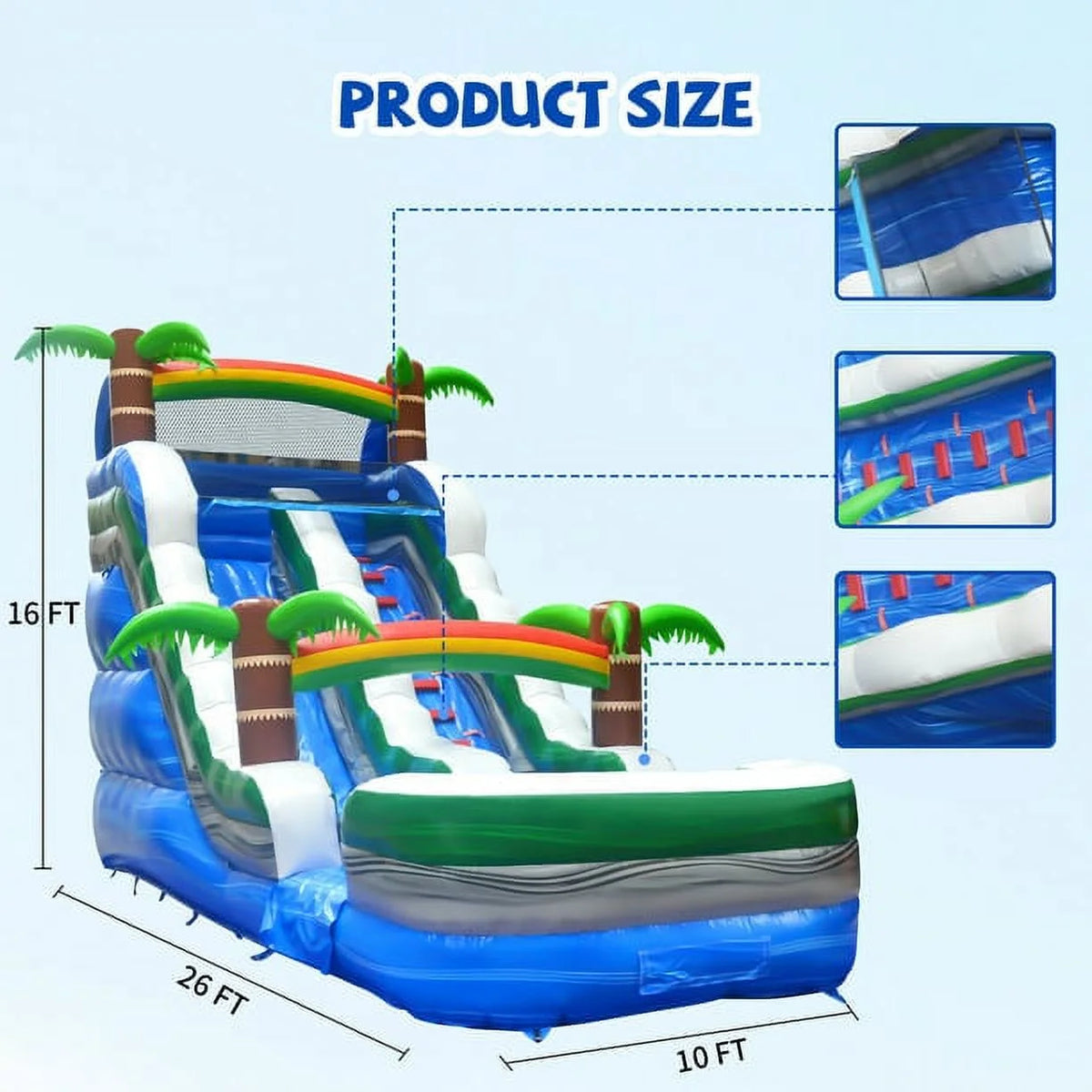 Inflatable Water Slide with Air Blower and Splash Pool A24343