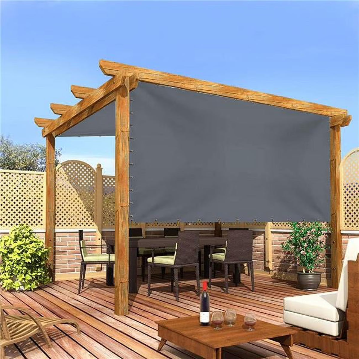Grey 18 oz Outdoor Universal Replacement Shade Cover for Canopy Pergola 10 x 10 ft. U243