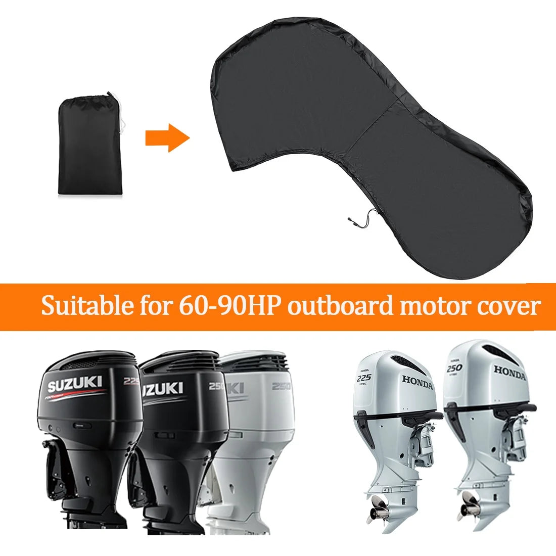 Waterproof 600D Oxford Black Outboard Motor Cover B148