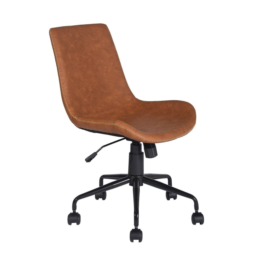 Brown Faux Leather Desk Chair Q820465
