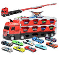 Mega Hauler Truck with Ejection Race Track, Folding Storage Transporter Toy with 8 Cars L30821