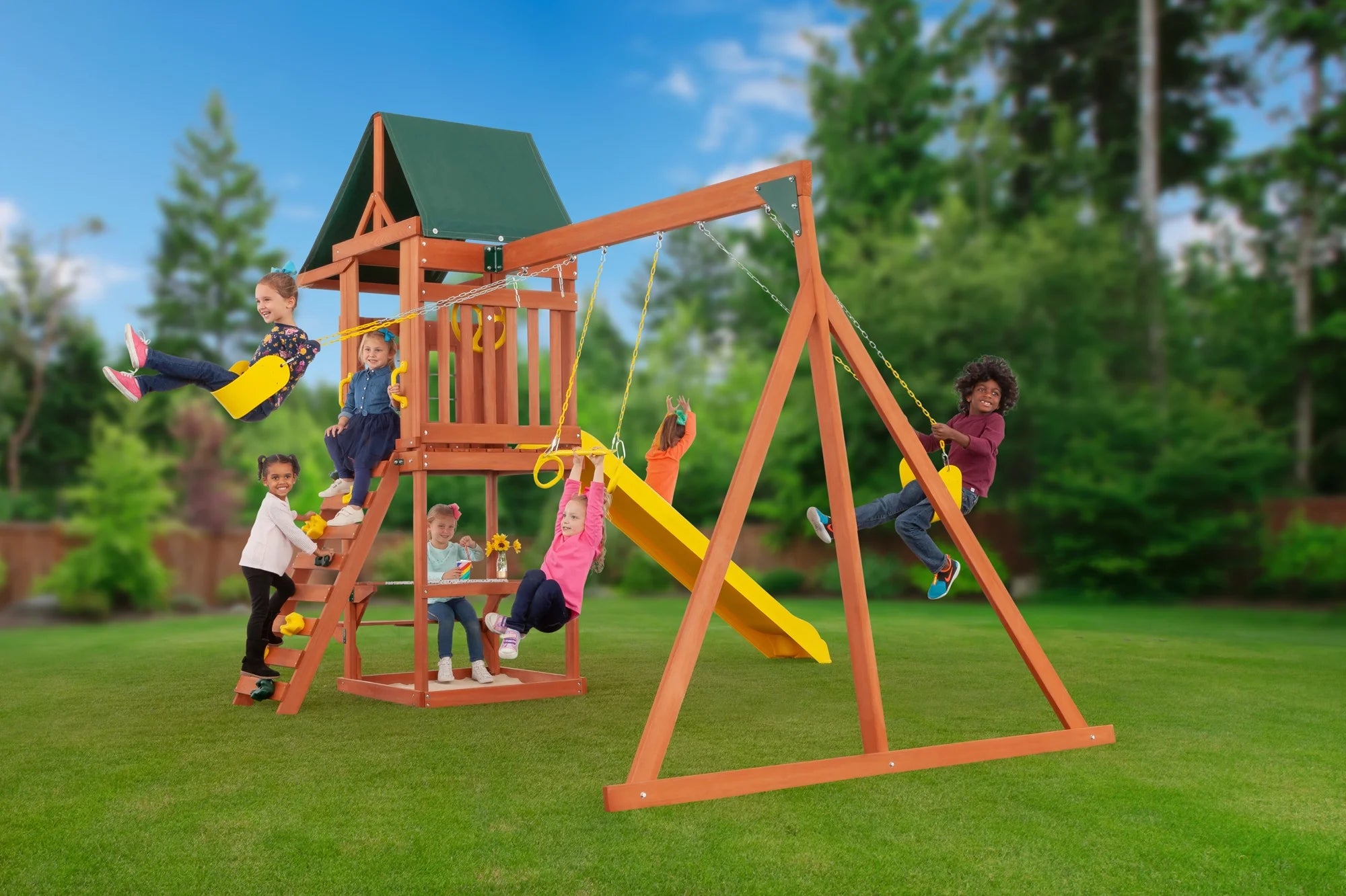 Cedar Wooden Swing Set P60443