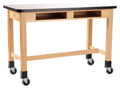 Whiteboard Top Ash Science Lab Table with Compartments and Casters L115084