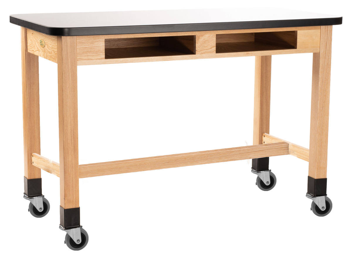 Whiteboard Top Ash Science Lab Table with Compartments and Casters L115084