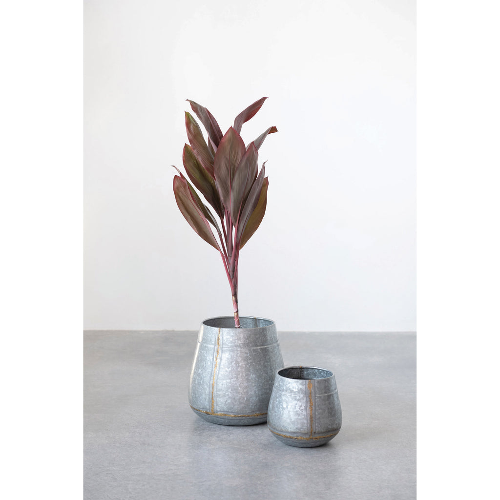 Galvanized Metal Planters, Antique Zinc Finish, Set of 2 R575796