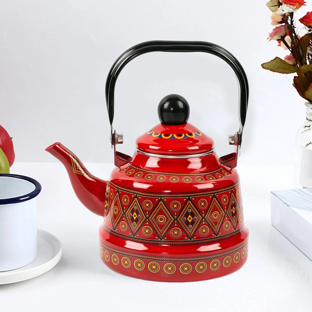 Red Enameled Tea Kettle L6954