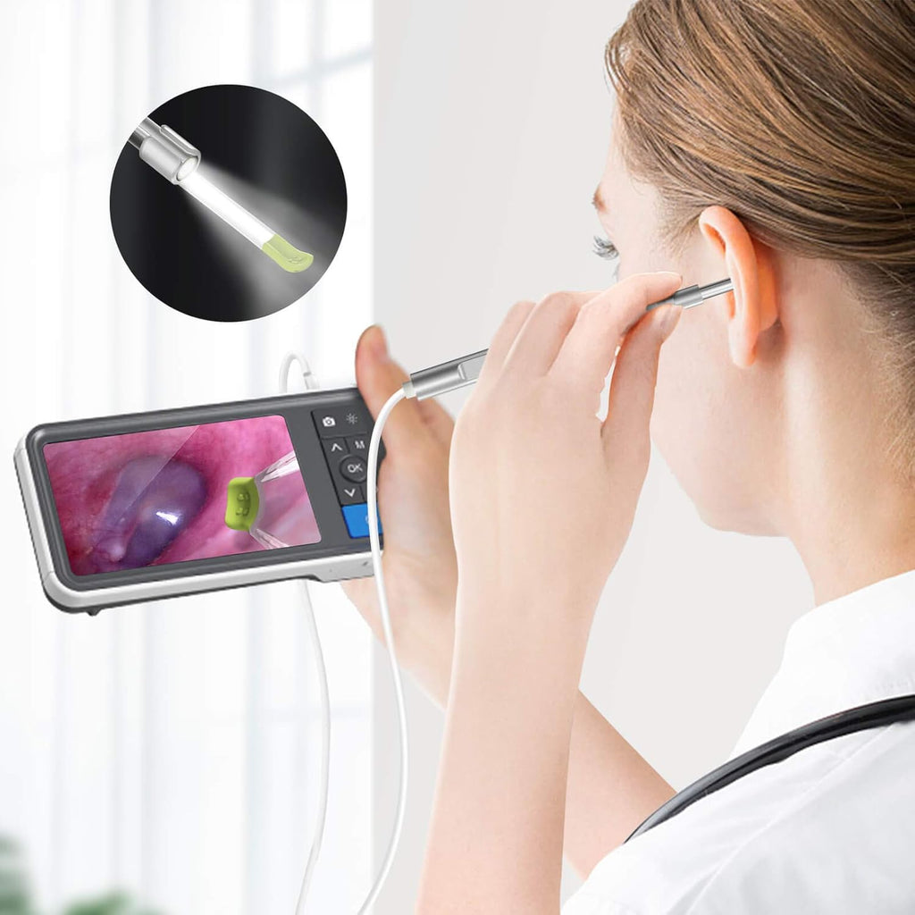 Digital Otoscope with 4.5 Inches Screen, 3.9mm Ear Camera, 6 LED Lights, 32GB Card, Ear Wax Removal Tool, 2500 mAh Rechargeable Battery, Pack of 2 A8547