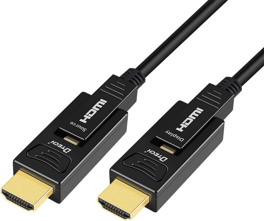 Fiber Optic HDMI Cable 50 Feet 4K 60Hz 18Gbps Dual Micro HDMI and Standard HDMI Connector Pack of 2 J396498