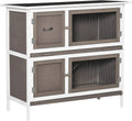 Yellow Wooden Rabbit Hutch with Ramp and Removable Tray B294681